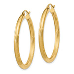Gold Satin and Diamond-cut Hoop Earrings - 14k Yellow Gold / 3 mm / 35 mm