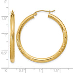 Gold Satin and Diamond-cut Hoop Earrings - 14k Yellow Gold / 3 mm / 35 mm