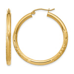 Gold Satin and Diamond-cut Hoop Earrings - 14k Yellow Gold / 3 mm / 35 mm