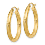 Gold Satin and Diamond-cut Hoop Earrings - 14k Yellow Gold / 3 mm / 25 mm
