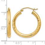 Gold Satin and Diamond-cut Hoop Earrings - 14k Yellow Gold / 3 mm / 25 mm