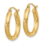 Gold Satin and Diamond-cut Hoop Earrings - 14k Yellow Gold / 3 mm / 20 mm