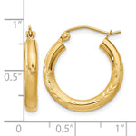 Gold Satin and Diamond-cut Hoop Earrings - 14k Yellow Gold / 3 mm / 20 mm