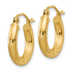 Gold Satin and Diamond-cut Hoop Earrings - 14k Yellow Gold / 3 mm / 16 mm