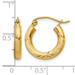 Gold Satin and Diamond-cut Hoop Earrings - 14k Yellow Gold / 3 mm / 16 mm