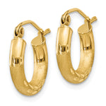 Gold Satin and Diamond-cut Hoop Earrings - 14k Yellow Gold / 3 mm / 14 mm