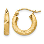 Gold Satin and Diamond-cut Hoop Earrings - 14k Yellow Gold / 3 mm / 14 mm