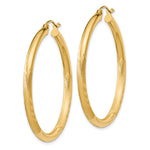 Gold Satin and Diamond-cut Hoop Earrings - 14k Yellow Gold / 3 mm / 40 mm