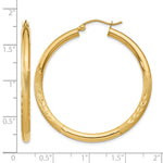 Gold Satin and Diamond-cut Hoop Earrings - 14k Yellow Gold / 3 mm / 40 mm