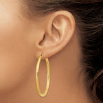 Gold Satin and Diamond-cut Hoop Earrings - 14k Yellow Gold / 3 mm / 50 mm