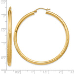 Gold Satin and Diamond-cut Hoop Earrings - 14k Yellow Gold / 3 mm / 50 mm