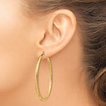 Gold Satin and Diamond-cut Hoop Earrings - 14k Yellow Gold / 3 mm / 55 mm