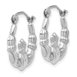 Gold Claddagh Hoop Earrings - 14k White Gold / 3 mm / 16.5 x 19.25 mm