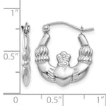 Gold Claddagh Hoop Earrings - 14k White Gold / 3 mm / 16.5 x 19.25 mm