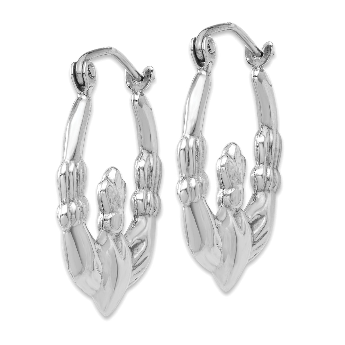 Gold Claddagh Hoop Earrings - 14k White Gold / 2.75 mm / 19.5 x 22.25 mm