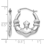 Gold Claddagh Hoop Earrings - 14k White Gold / 2.75 mm / 19.5 x 22.25 mm