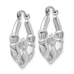 Gold Claddagh Hoop Earrings - 14k White Gold / 4 mm / 20 x 23.25 mm