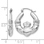 Gold Claddagh Hoop Earrings - 14k White Gold / 4 mm / 20 x 23.25 mm