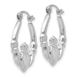 Gold Claddagh Hoop Earrings - 14k White Gold / 3.5 mm / 19 x 23 mm