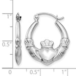 Gold Claddagh Hoop Earrings - 14k White Gold / 3.5 mm / 19 x 23 mm