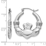 Gold Claddagh Hoop Earrings - 14k White Gold / 4 mm / 23.5 x 25.75 mm