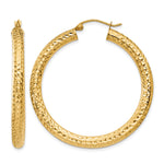 Gold Diamond-cut Classic Hoop Earrings - 14k Yellow Gold / 4 mm / 40 mm