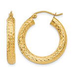 Gold Diamond-cut Classic Hoop Earrings - 14k Yellow Gold / 4 mm / 25 mm