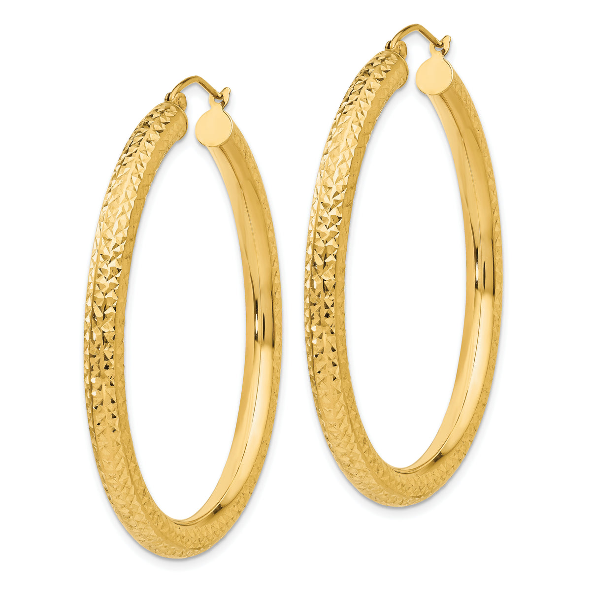 Gold Diamond-cut Classic Hoop Earrings - 14k Yellow Gold / 4 mm / 45 mm