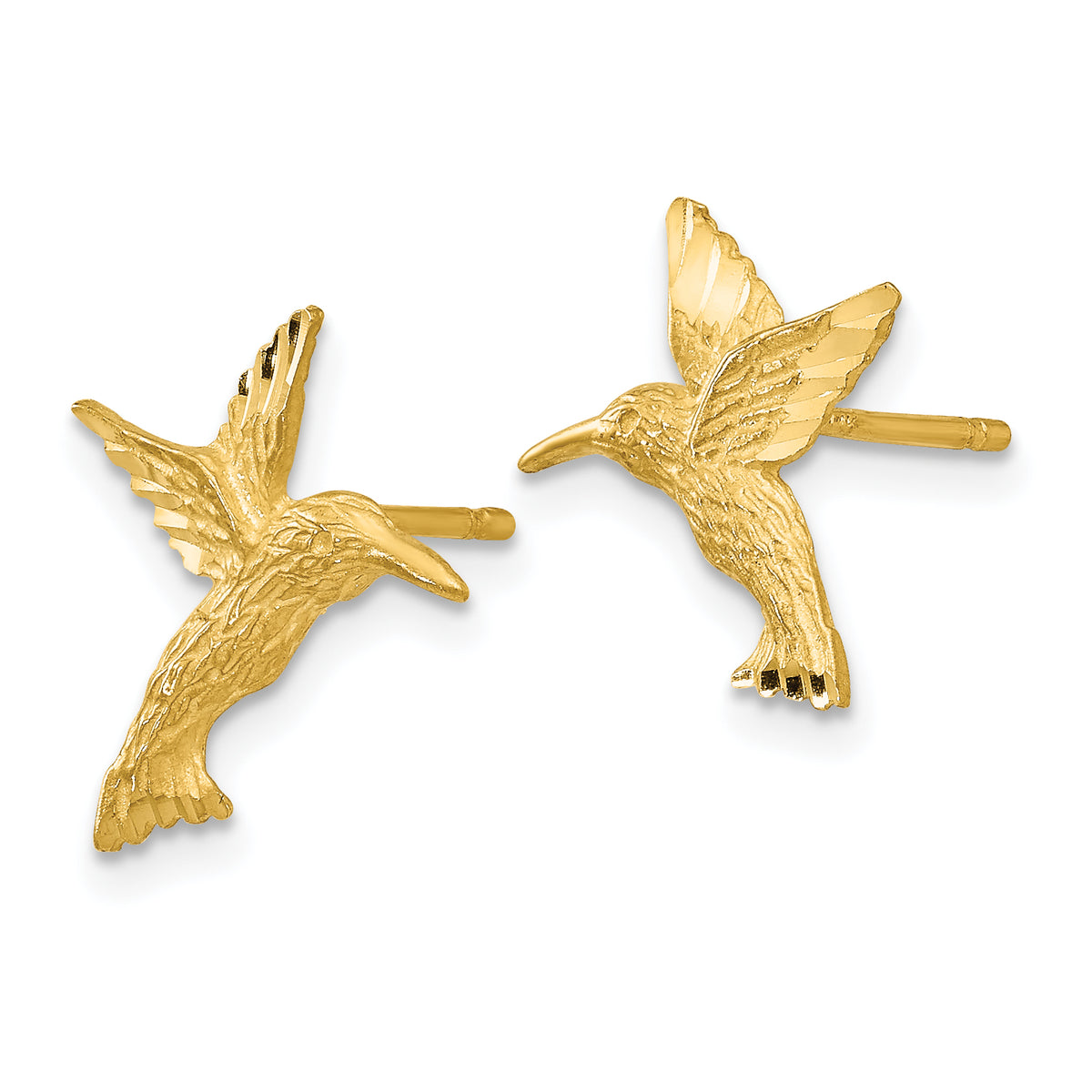 14k Yellow Gold Hummingbird Earrings, view 2