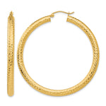 Gold Diamond-cut Classic Hoop Earrings - 14k Yellow Gold / 4 mm / 50 mm