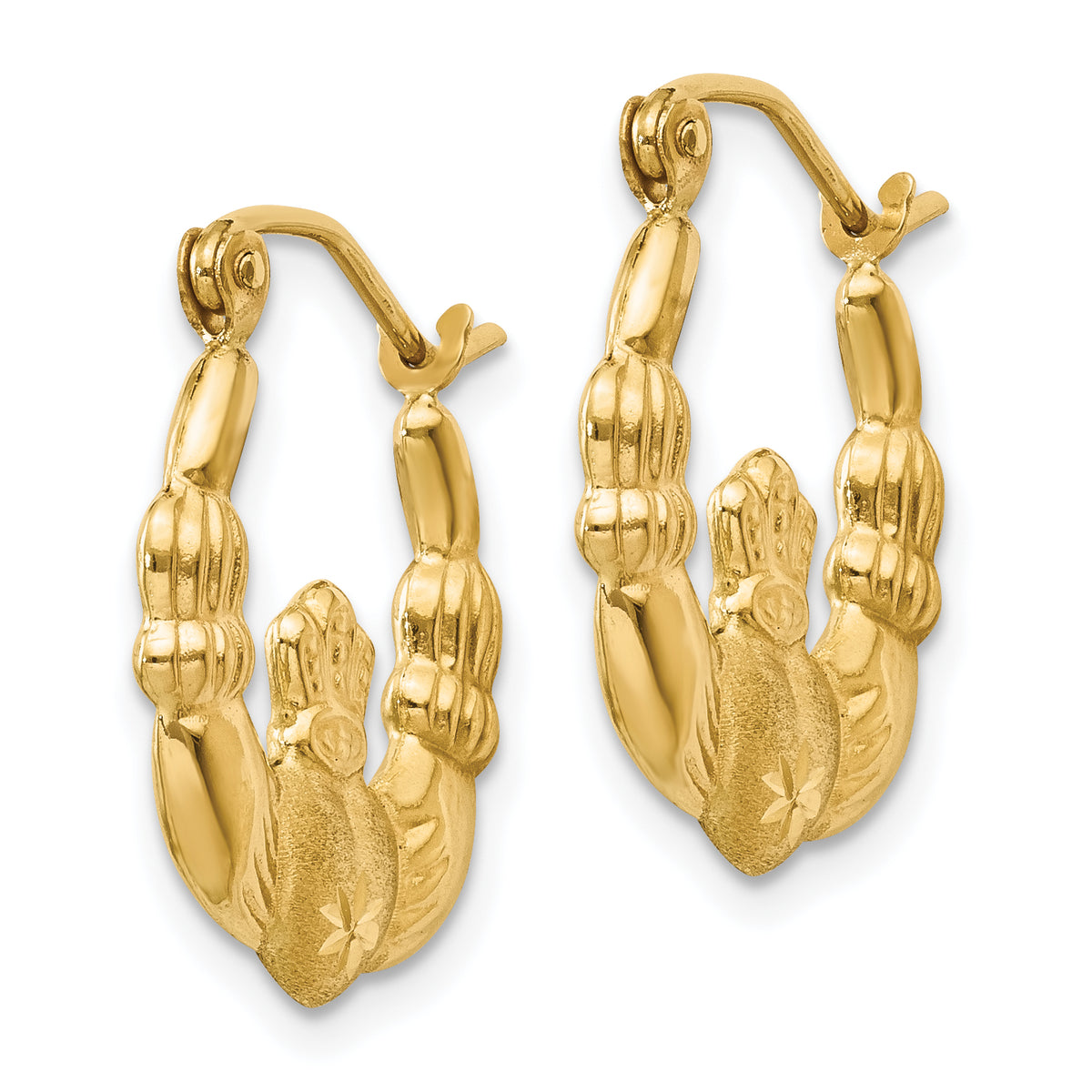 Gold Claddagh Hoop Earrings - 14k Yellow Gold / 2.5 mm / 16.5 x 19 mm