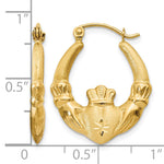 Gold Claddagh Hoop Earrings - 14k Yellow Gold / 3.25 mm / 18 x 22.5 mm