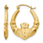 Gold Claddagh Hoop Earrings - 14k Yellow Gold / 3.25 mm / 18 x 22.5 mm