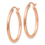 Gold Diamond-cut Classic Hoop Earrings - 14k Rose Gold / 2 mm / 25 mm