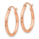 Gold Diamond-cut Classic Hoop Earrings - 14k Rose Gold / 2 mm / 20 mm