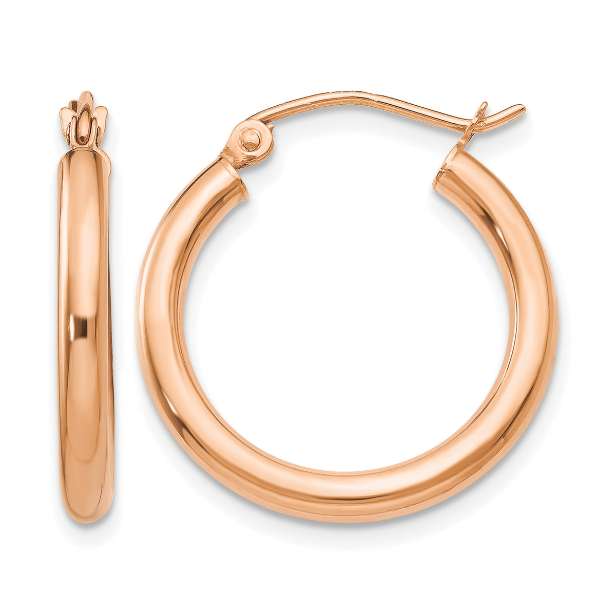 Gold Lightweight Classic Hoop Earrings - 14k Rose Gold / 2.5 mm / 20 mm