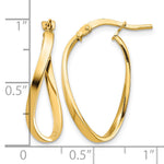 2mm Gold Oval Twisted Hoop Earrings - 14k Yellow Gold / 14 x 24 mm