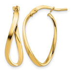 2mm Gold Oval Twisted Hoop Earrings - 14k Yellow Gold / 14 x 24 mm