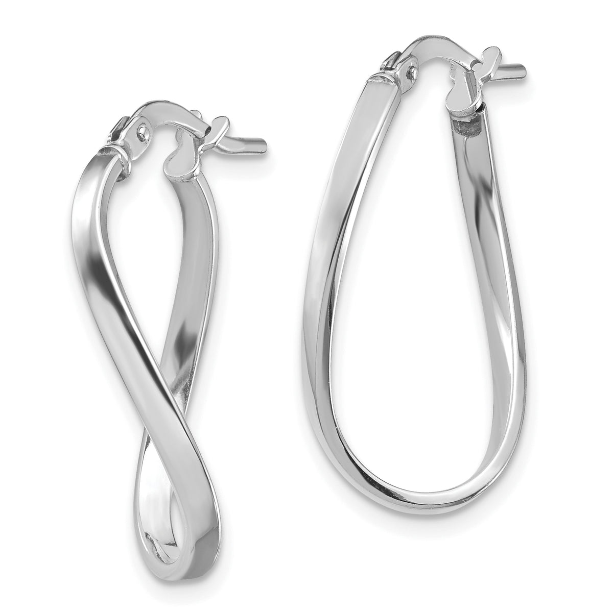 2mm Gold Oval Twisted Hoop Earrings - 14k White Gold / 14 x 24 mm