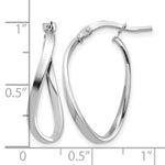 2mm Gold Oval Twisted Hoop Earrings - 14k White Gold / 14 x 24 mm
