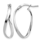 2mm Gold Oval Twisted Hoop Earrings - 14k White Gold / 14 x 24 mm