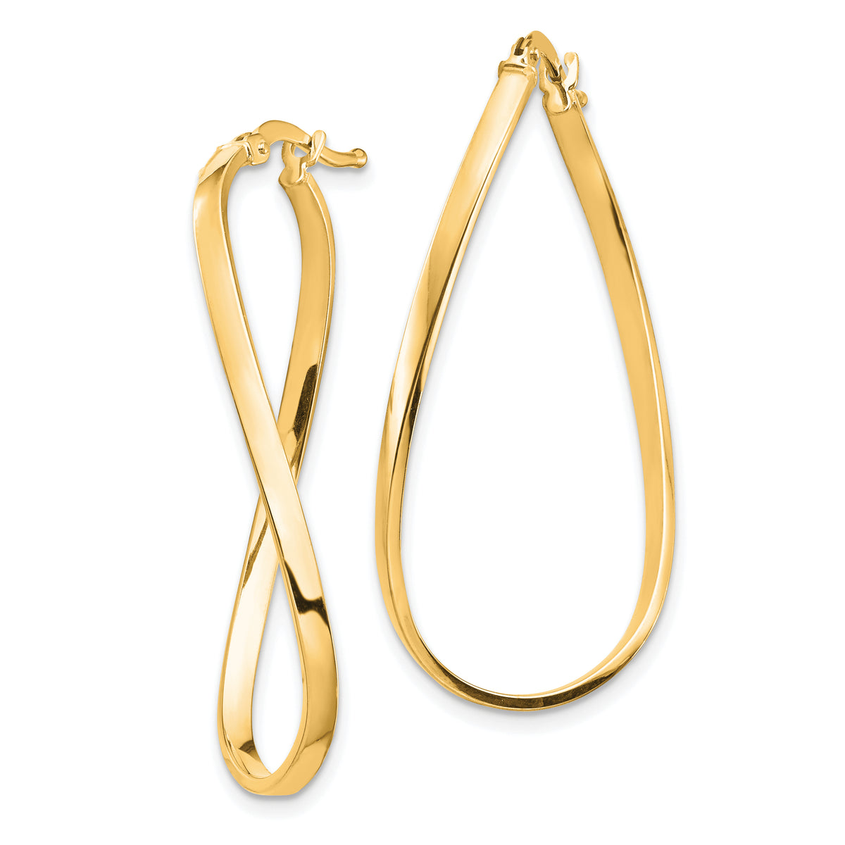 2mm Gold Oval Twisted Hoop Earrings - 14k Yellow Gold / 22 x 34 mm