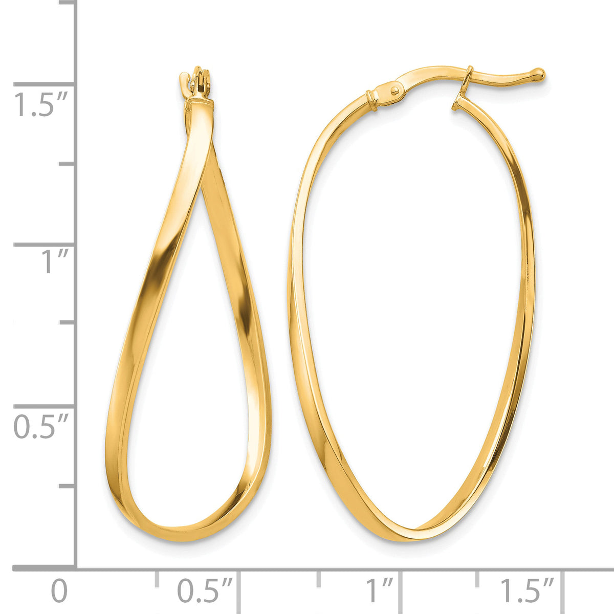 2mm Gold Oval Twisted Hoop Earrings - 14k Yellow Gold / 22 x 34 mm