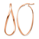 2mm Gold Oval Twisted Hoop Earrings - 14k Rose Gold / 22 x 34 mm