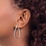 2mm Gold Oval Twisted Hoop Earrings - 14k White Gold / 22 x 34 mm