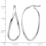 2mm Gold Oval Twisted Hoop Earrings - 14k White Gold / 22 x 34 mm