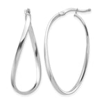 2mm Gold Oval Twisted Hoop Earrings - 14k White Gold / 22 x 34 mm
