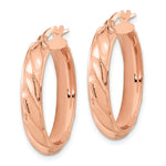 14k Rose Gold Polished Twisted Oval Hoop Earrings, view 2