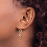14k Yellow Gold Three Circle and Chain Dangle French Hook Earrings, view 3