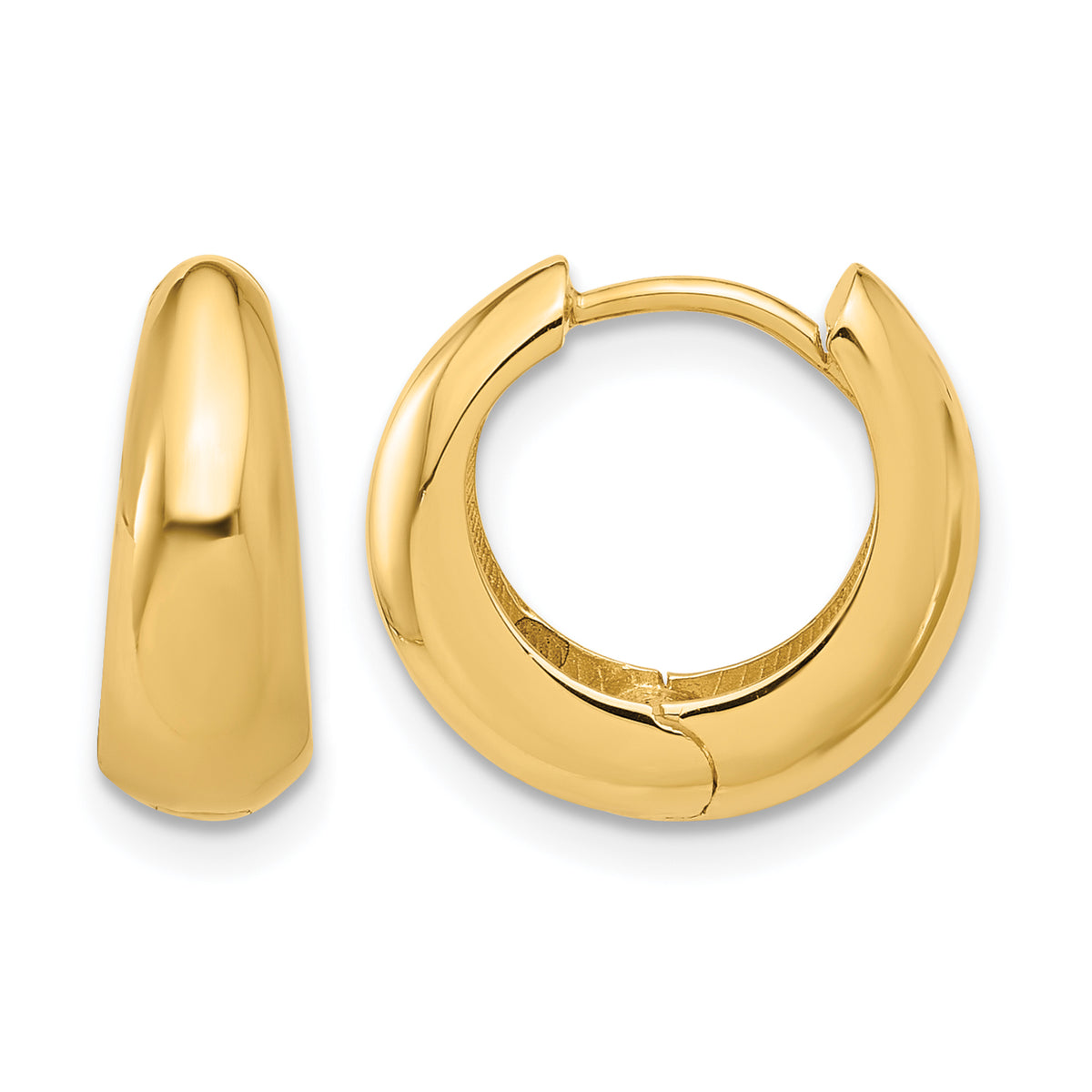 Gold Graduating Hinged Hoop Earrings - 14k Yellow Gold / 5.5 mm